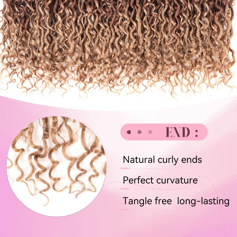 Aipin Faux Goddess Locs Crochet Hair 14 Inch Boho River Locs Hippie Wavy Crochet With Curly Hair In Middle And Ends Braids Hair Extensions (8Packs,14 inch, OM3T3027) - Image 5